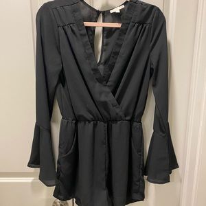 Black Bell Sleeve Romper